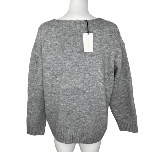 Line and Dot ~ Braid Trim Sweater Grey Pullover Large L - Picture 5 of 10